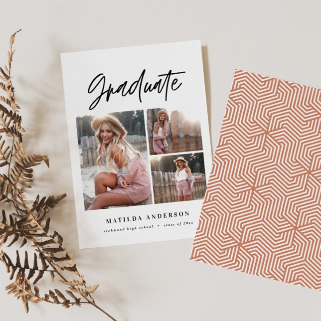 Geometric multi photo typography graduation announcement (Creator Uploaded)
