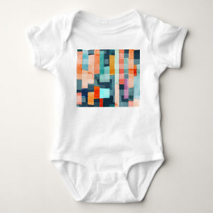 Geometric multicolor stripes, trendy pattern. baby bodysuit