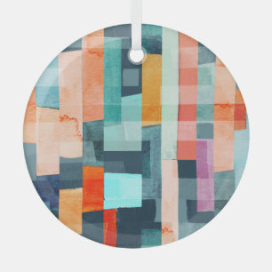 Geometric multicolor stripes, trendy pattern. glass tree decoration