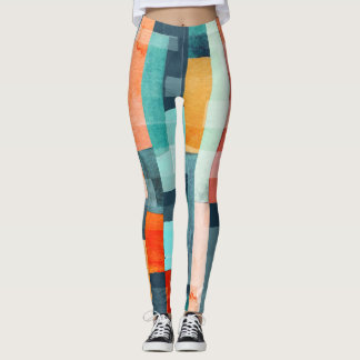 Geometric multicolor stripes, trendy pattern. leggings