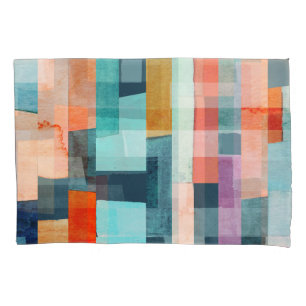Geometric multicolor stripes, trendy pattern. pillowcase