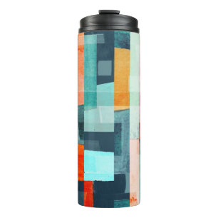 Geometric multicolor stripes, trendy pattern. thermal tumbler