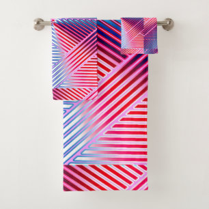 Geometric Multicolored Gradient Lines Modern Bath Towel Set