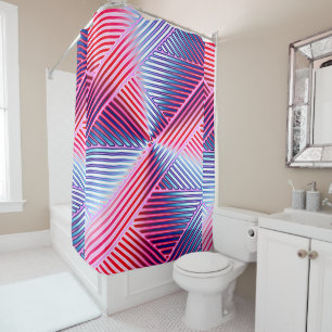 Geometric Multicolored Gradient Lines Modern Shower Curtain