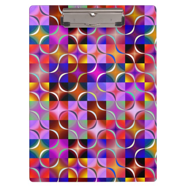 Geometric Multicolored Squares Clipboard (Front)