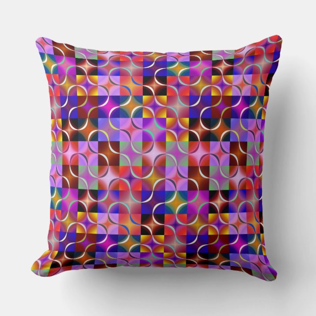 Geometric Multicolored Squares Cushion (Front)