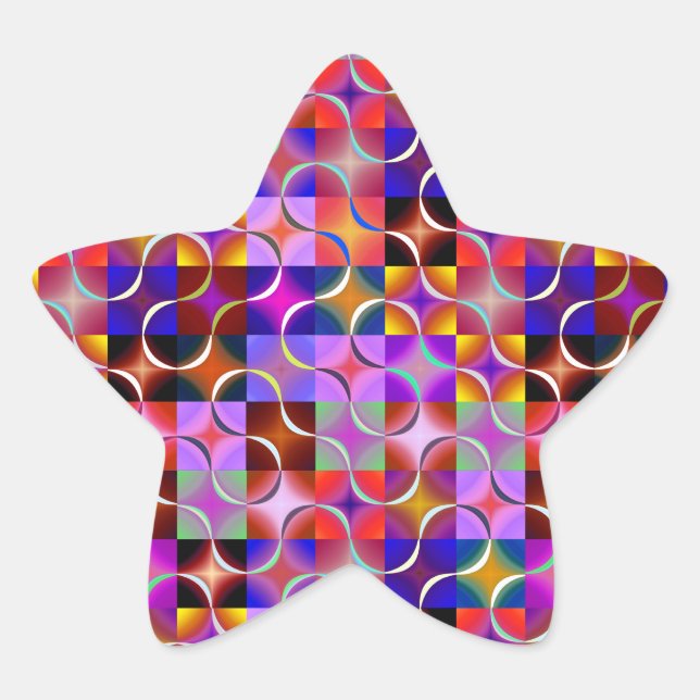 Geometric Multicolored Squares Star Sticker (Front)