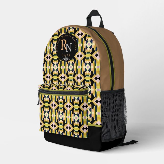 Geometric  Multicolors Printed Backpack (Back Corner Right)
