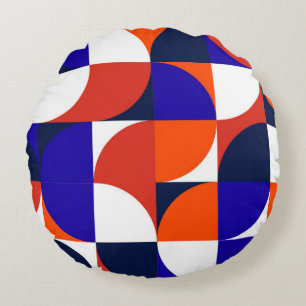 Geometric mural background. Modern and vibrant com Round Cushion