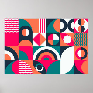 Geometric mural background. Modern style vintage i Poster