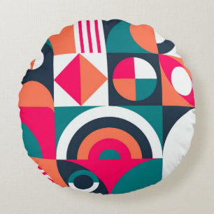 Geometric mural background. Modern style vintage i Round Cushion