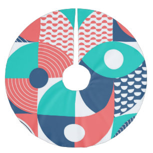 Geometric Mural Background Modern Vintage Brushed Polyester Tree Skirt