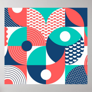 Geometric Mural Background Modern Vintage Poster