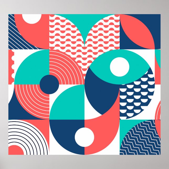 Geometric Mural Background Modern Vintage Poster (Front)