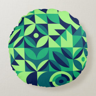 Geometric mural: modern vintage design. round cushion