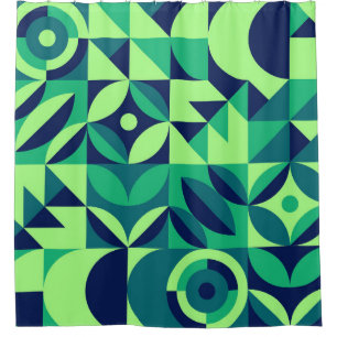 Geometric mural: modern vintage design. shower curtain