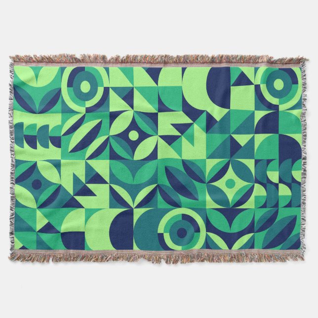 Geometric mural: modern vintage design. throw blanket (Front)