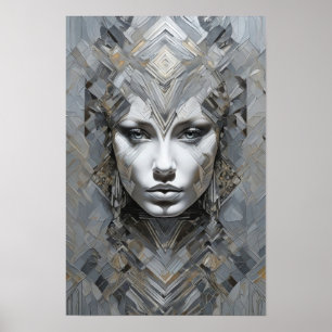 Geometric Muse: A Modern Abstract Woman’s Portrait Poster