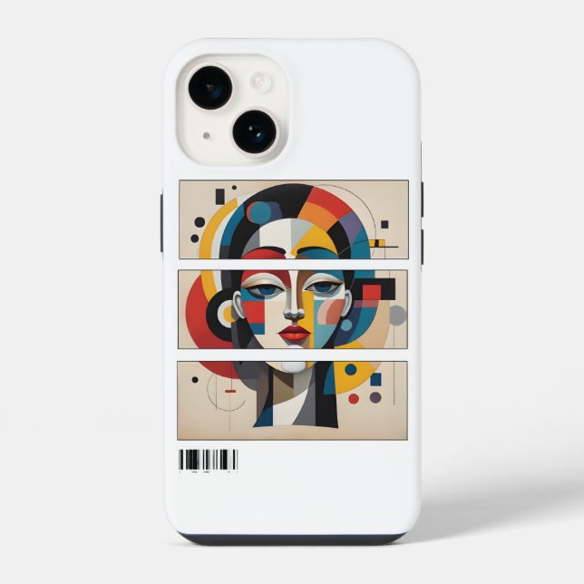 "Geometric Muse Abstract Face iPhone 14 Tough Case (Back)
