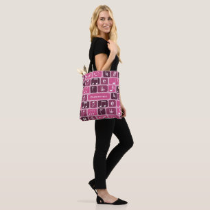 Geometric Music Notes Pink Tote Bag