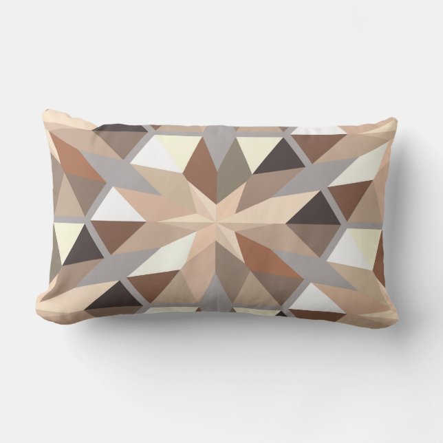 Geometric Natural Colours Pattern Lumbar Cushion (Front)