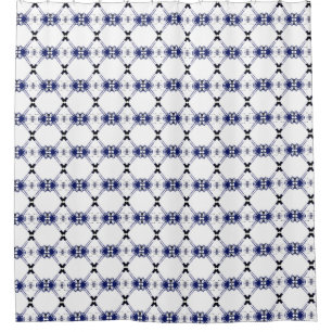 Geometric Navy Black and White Shower Curtain