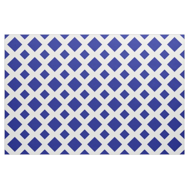 Geometric Navy Blue Diamonds on White Fabric (Fat Quarter)
