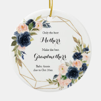 Geometric Navy Blush Floral Only the best Parents Ceramic Ornament