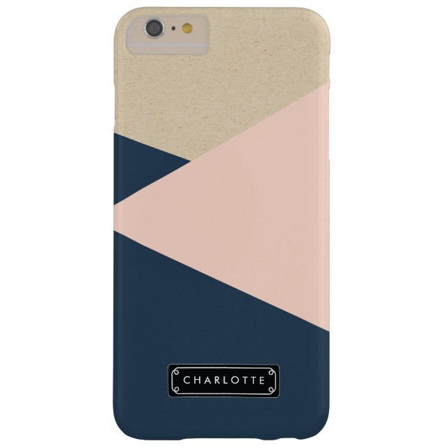 Geometric Navy & Blush Pink Personalised Case-Mate iPhone Case (Back)