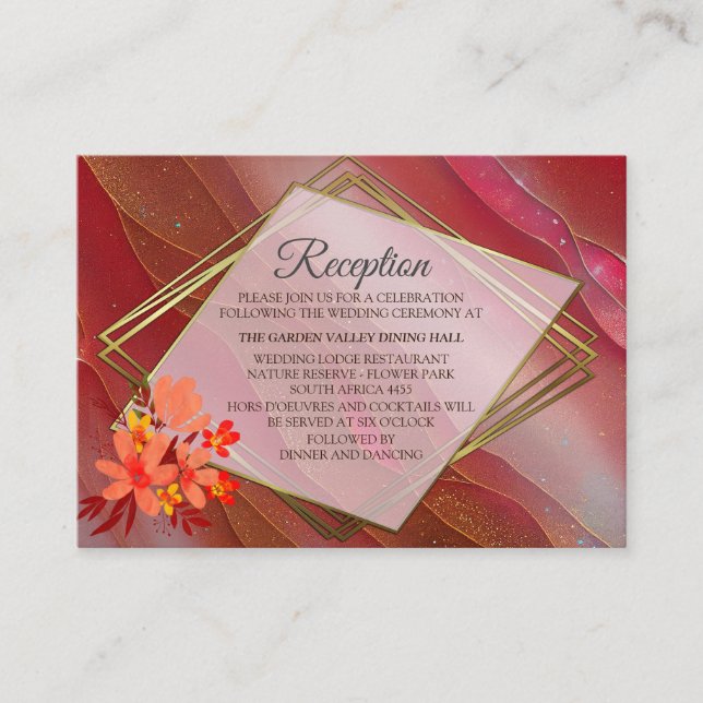 Geometric - Navy-Gold Flower Bouquet Theme Enclosure Card (Front)