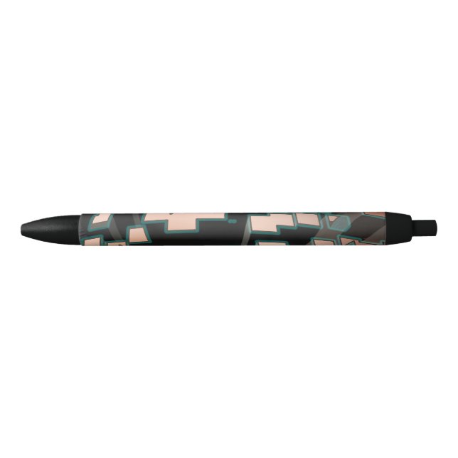 Geometric Neon Futuristic Extrusion Pattern Black Ink Pen (Front)