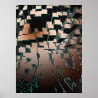 Geometric Neon Futuristic Extrusion Pattern Poster
