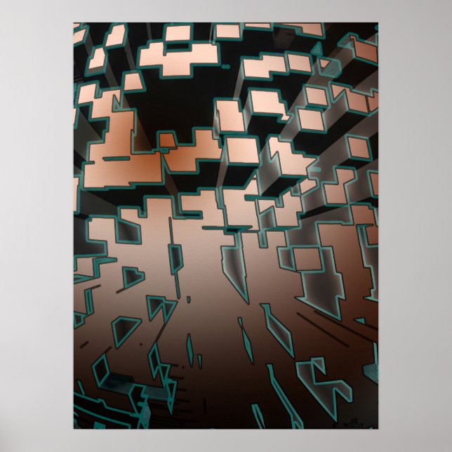 Geometric Neon Futuristic Extrusion Pattern Poster (Front)
