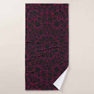 Geometric Neon Grid Black Towel – Customisable