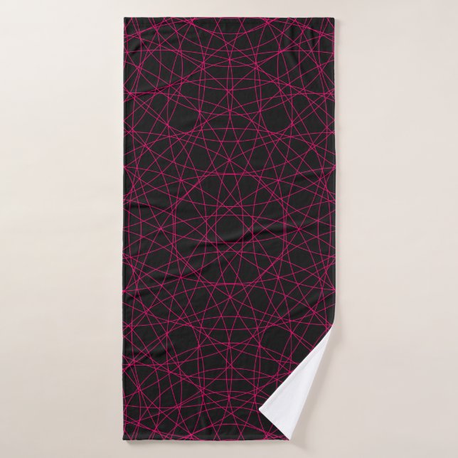 Geometric Neon Grid Black Towel – Customisable (Bath Towel)