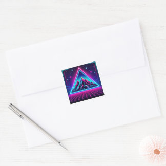 Geometric Neon Mountain – Triangle in a Square Des Square Sticker