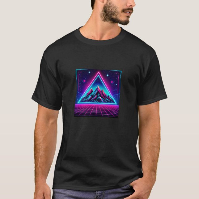 Geometric Neon Mountain – Triangle in a Square Des T-Shirt (Front)