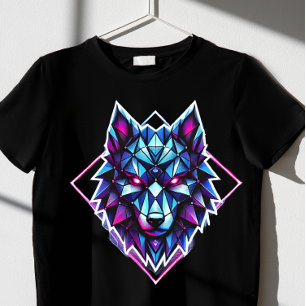  geometric neon wolf  T-Shirt