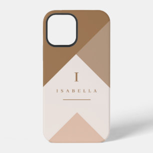Geometric Neutral Brown & Tan - Monogram - iPhone 12 Case