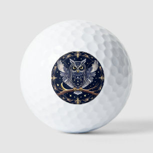 🦉 Geometric Night Owl Golf Balls Night Sky ⛳