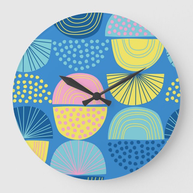 Geometric Nordic: Modern Abstract Background. Large Clock (Front)