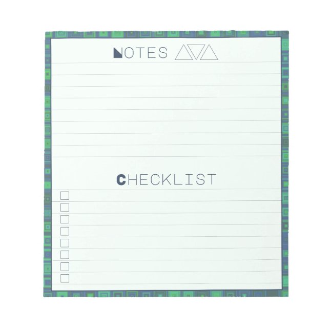 Geometric Notes and Checklist Tear Away Notepad (Front)