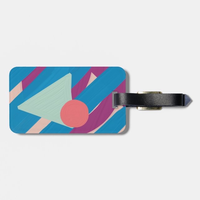 Geometric oil shapes vintage palette luggage tag (Back Horizontal)