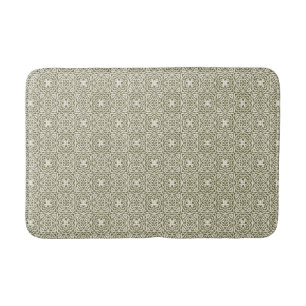 Geometric Olive Floral Lattice Bath Mat