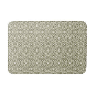 Geometric Olive Floral Lattice Bath Mat