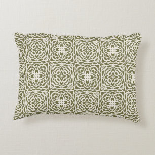 Geometric Olive Floral Lattice Rectangle Pillow