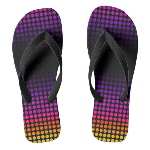 Geometric Ombre Sunset Pattern on Black Thongs