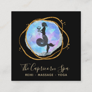 *~* Geometric Opal Capricorn Mermaid Gold Goddess Square Business Card