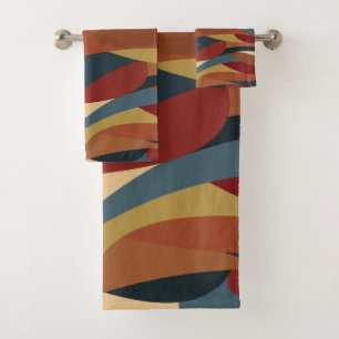 Geometric Opaque Stained Glass Style Abstract Bath Towel Set