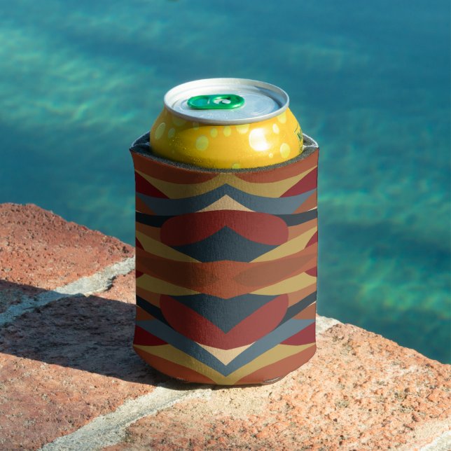 Geometric Opaque Stained Glass Style Abstract  Can Cooler (In Situ Pool)